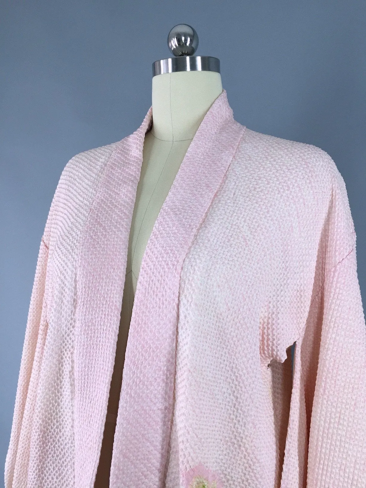 Vintage 1950s Silk Haori Kimono Cardigan Jacket Strawberry Fruit Novelty Print
