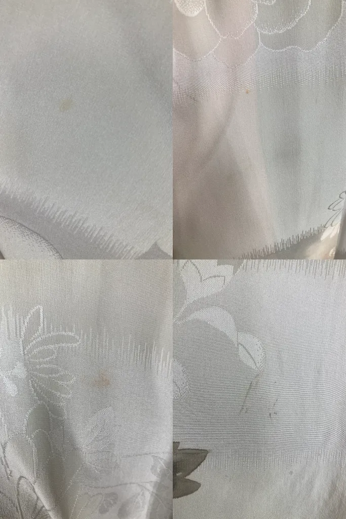 Vintage Dove Grey Floral Butterflies Silk Kimono