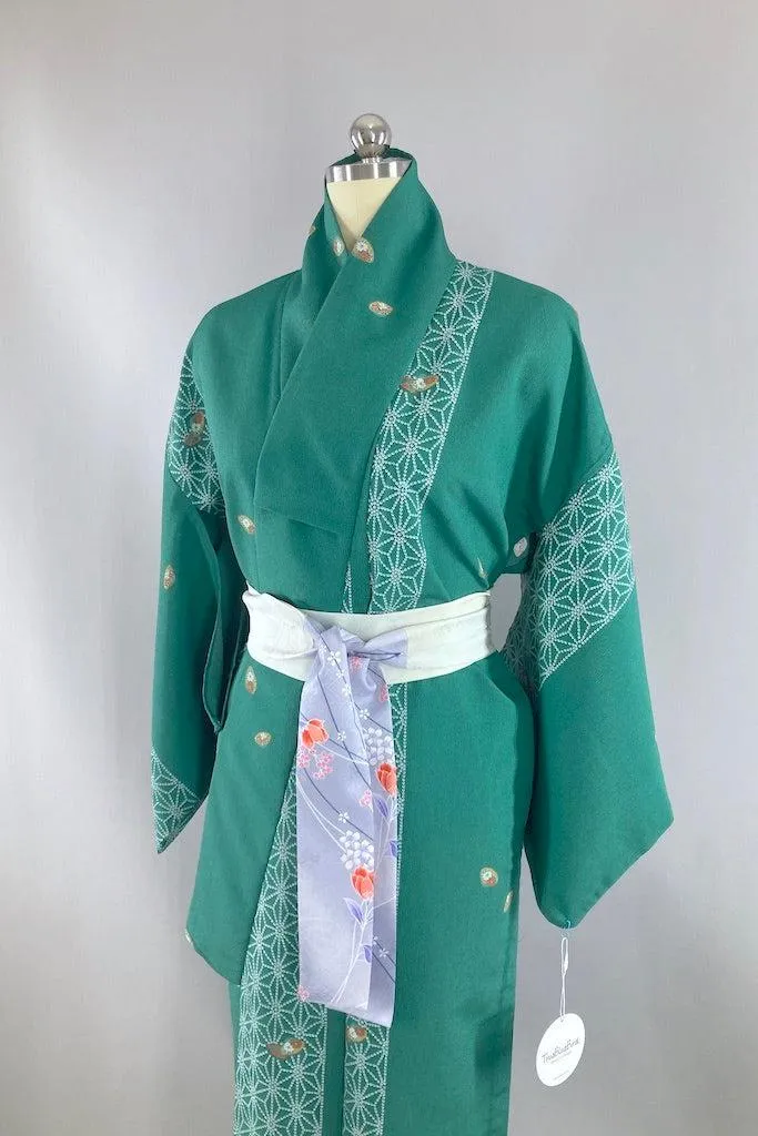 Vintage Emerald Green Kimono