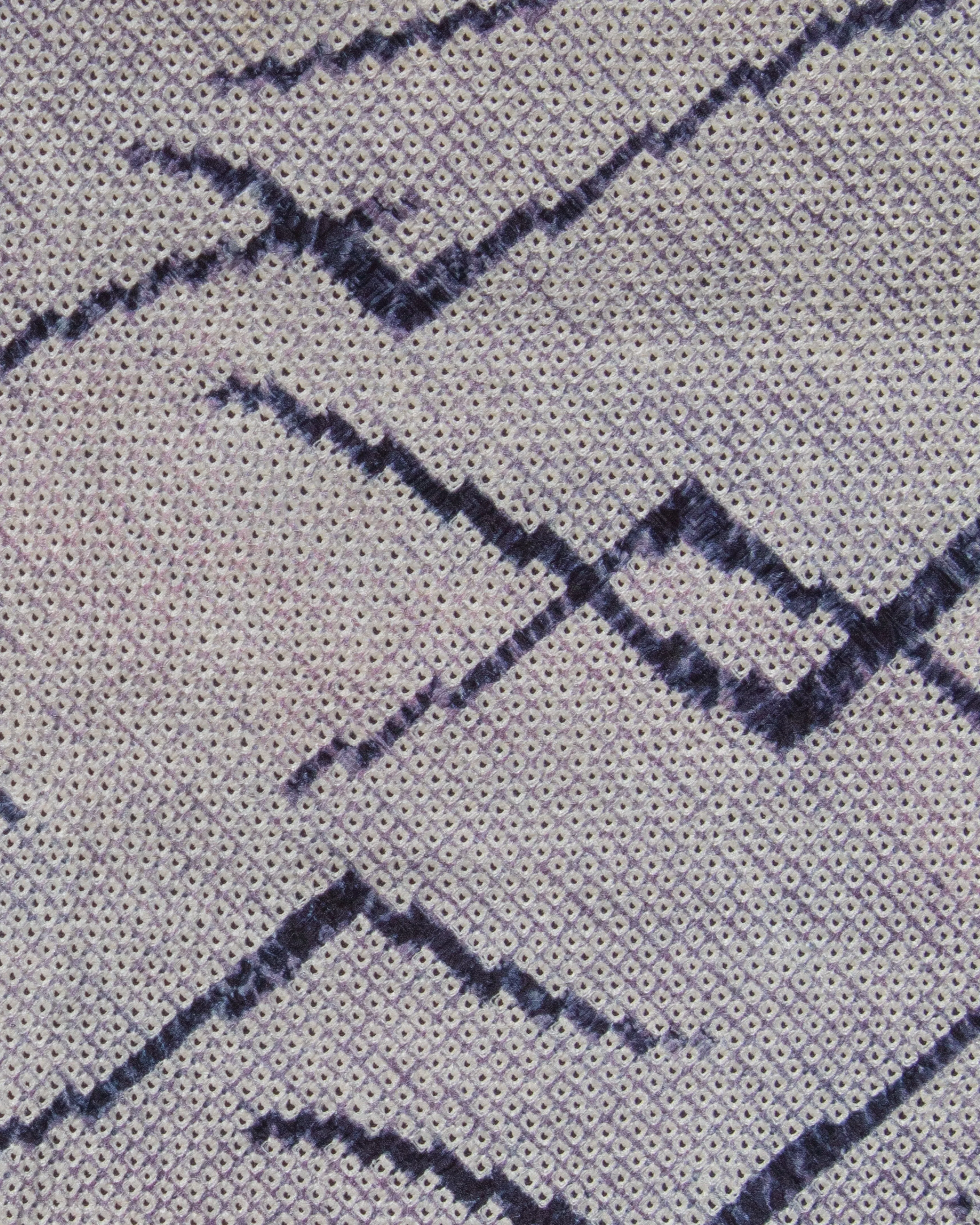 Vintage Haori Jacket, Full Shibori, White with Navy Blue Criss Cross Pattern and Light Purple