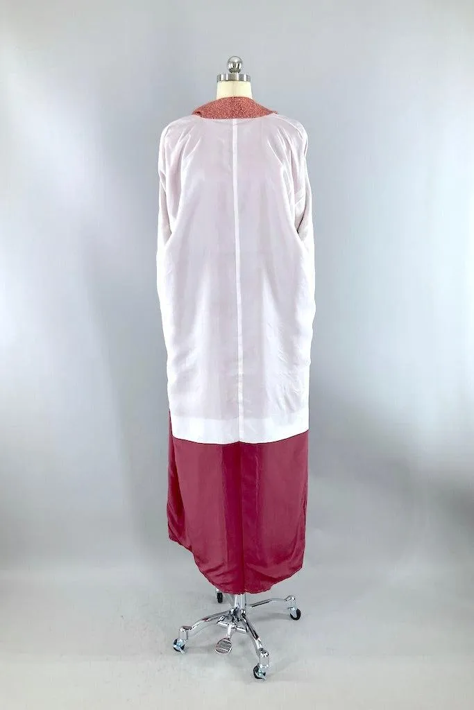 Vintage Mauve Speckled Print Silk Kimono