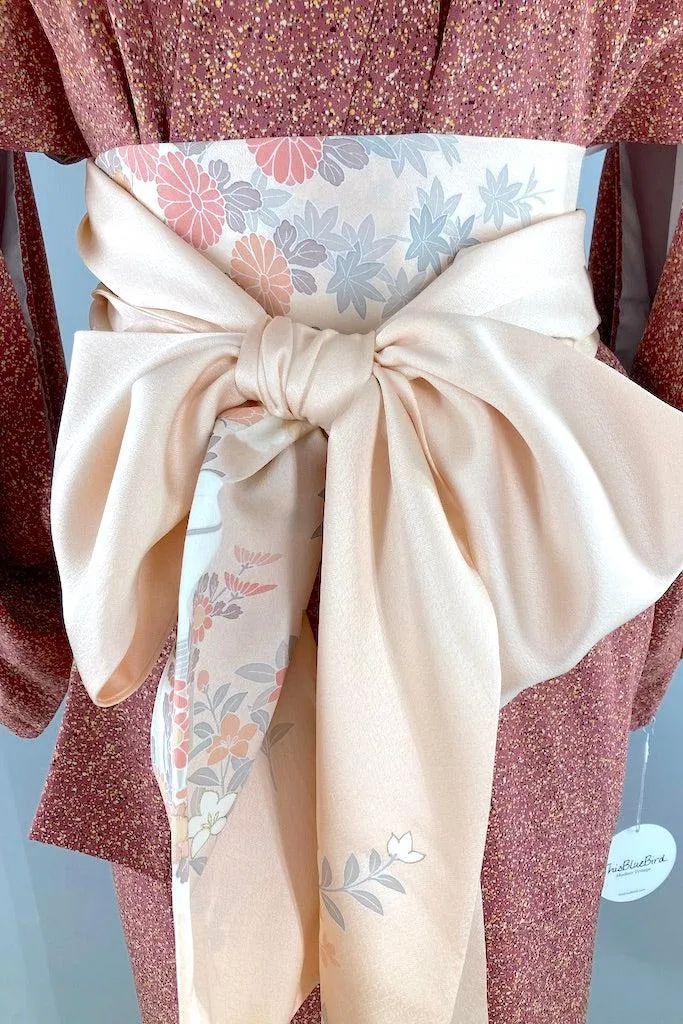 Vintage Mauve Speckled Print Silk Kimono