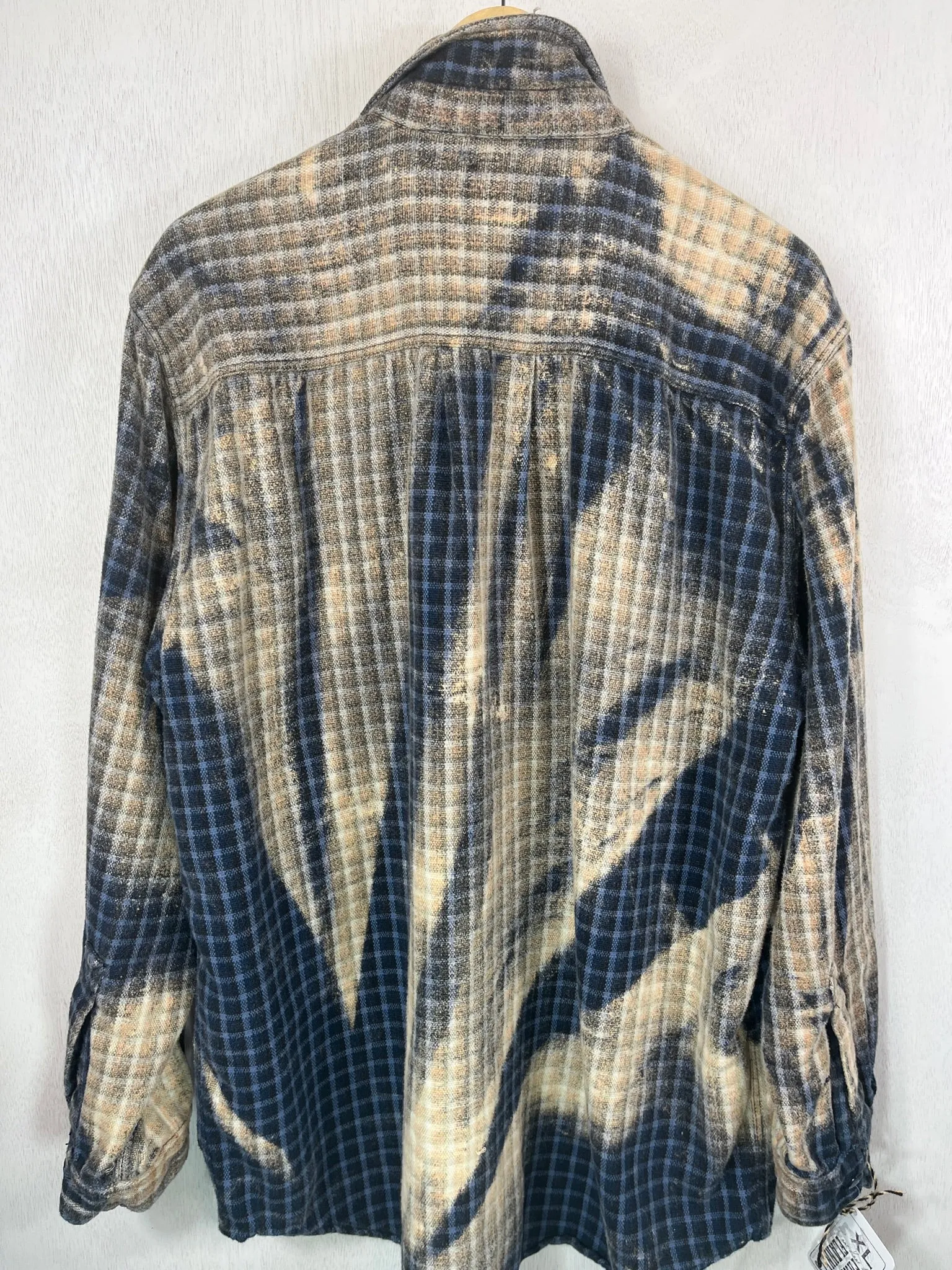 Vintage Navy Blue and Camel Flannel Jacket Size XL