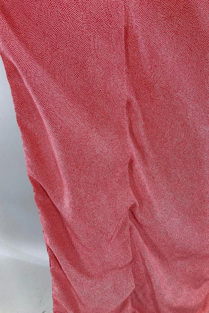 Vintage Red & White Dotted Print Silk Kimono