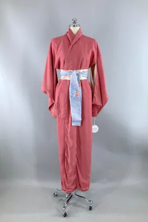 Vintage Red & White Dotted Print Silk Kimono