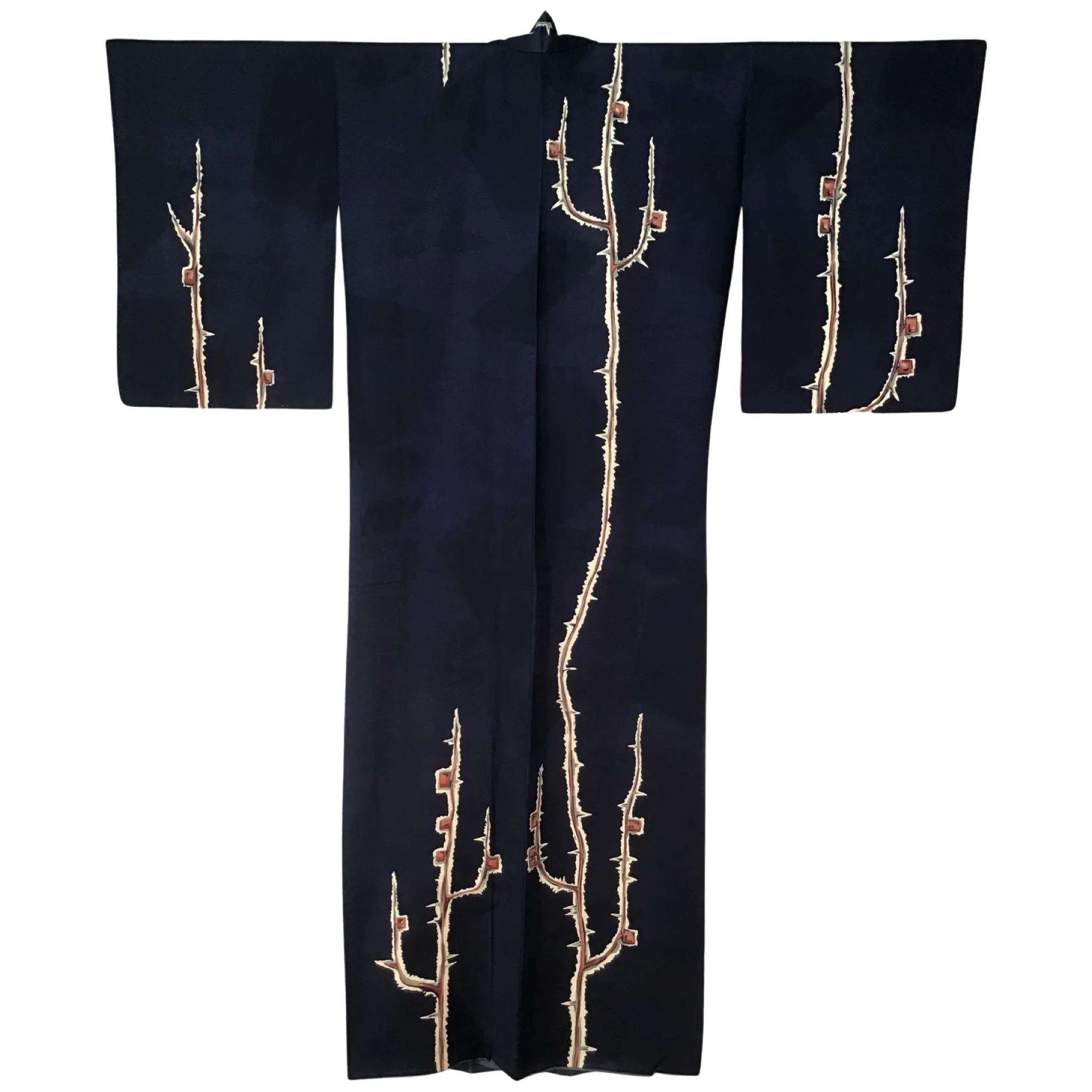 Vintage Tsukesage Kimono ‘Navy & Plum Blossom’