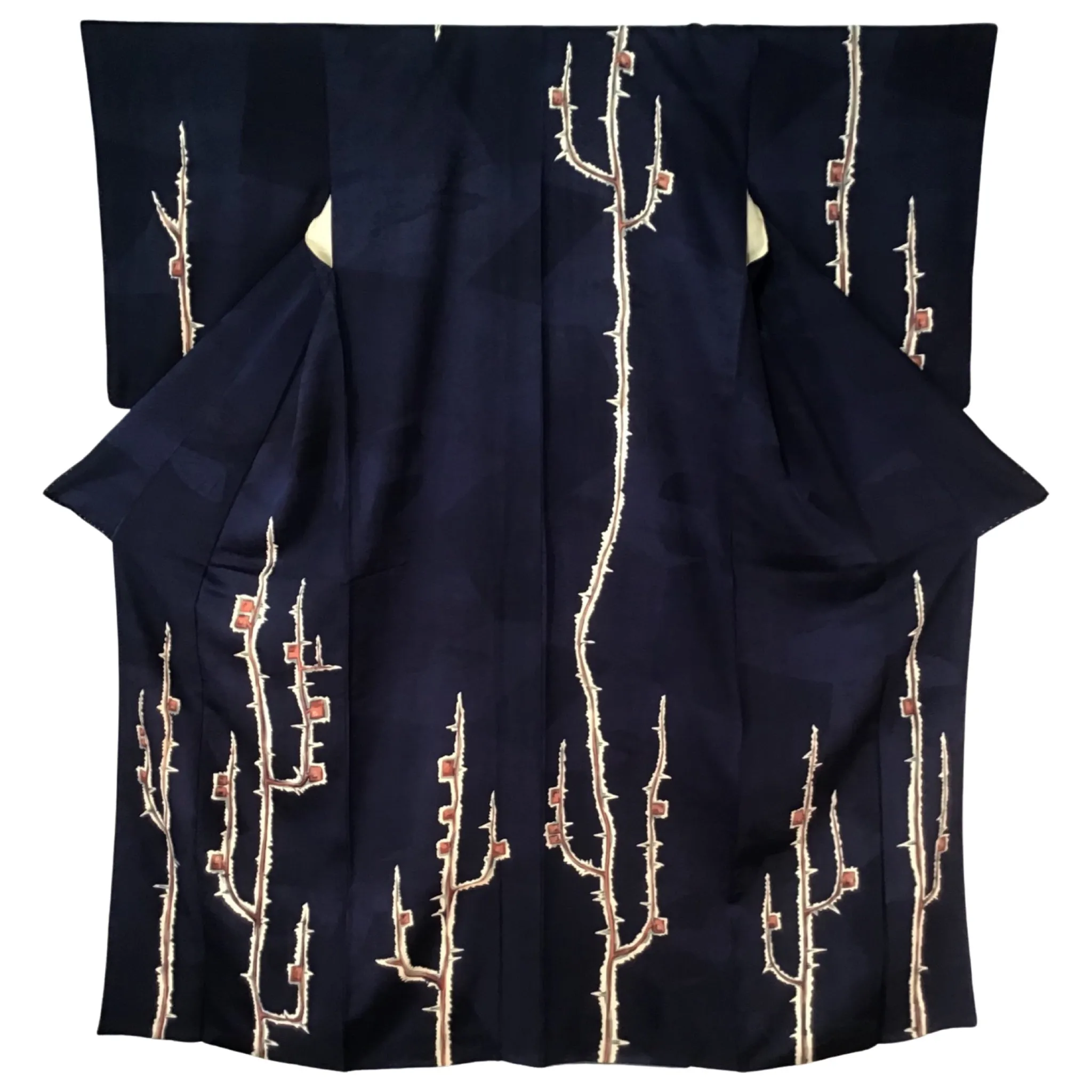 Vintage Tsukesage Kimono ‘Navy & Plum Blossom’