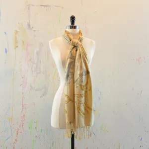 Walter Knabe Hand Printed Pashmina Scarf Camel Bambi