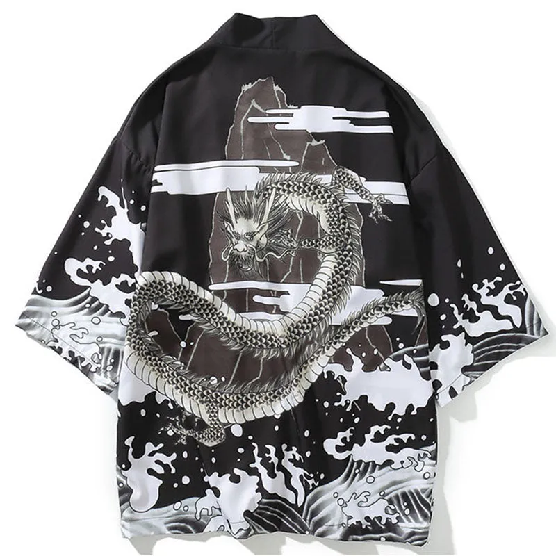 Waves & Mountain Printed Harajuku Kimono Tees