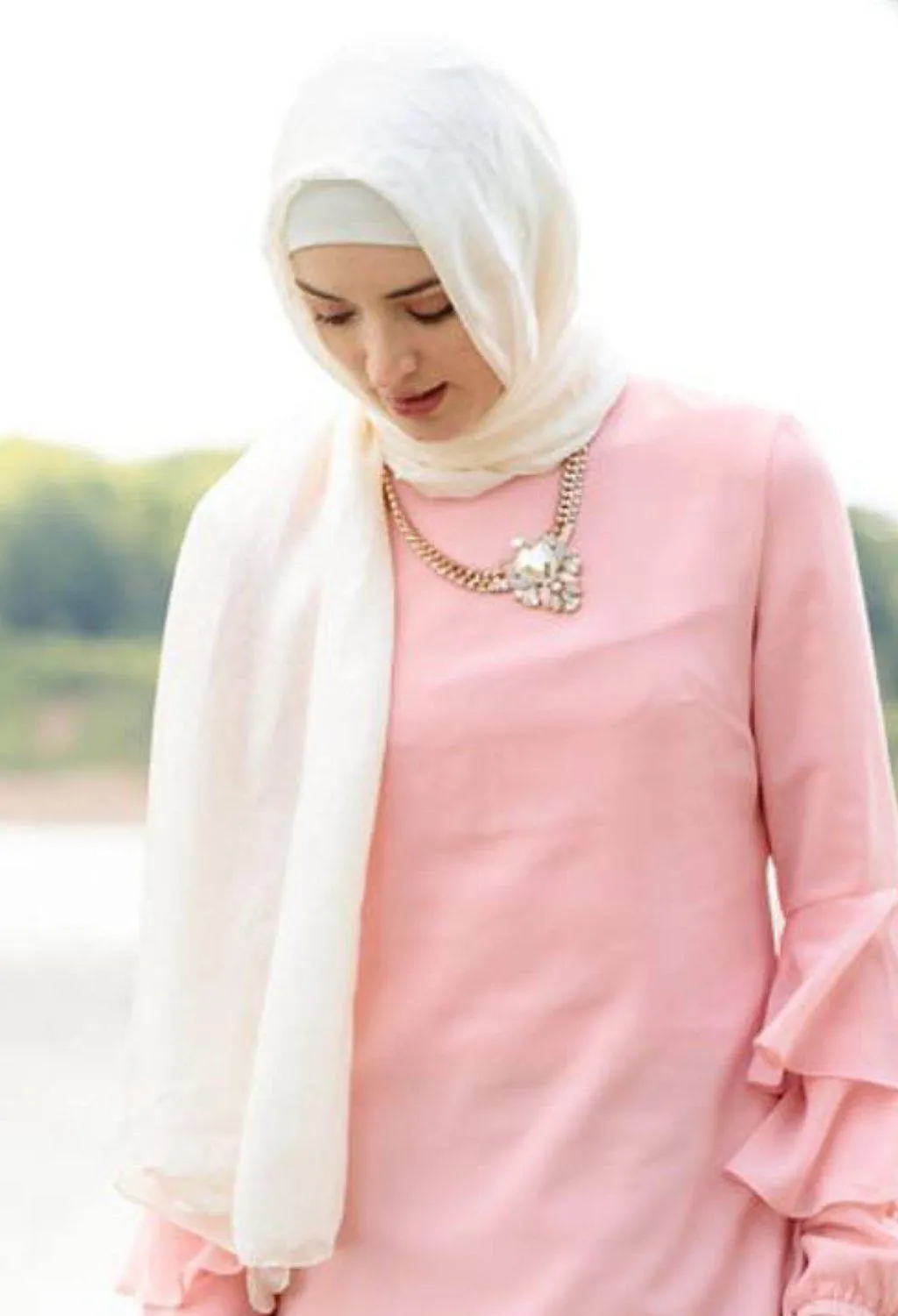 White Shimmer Hijab Head Scarf