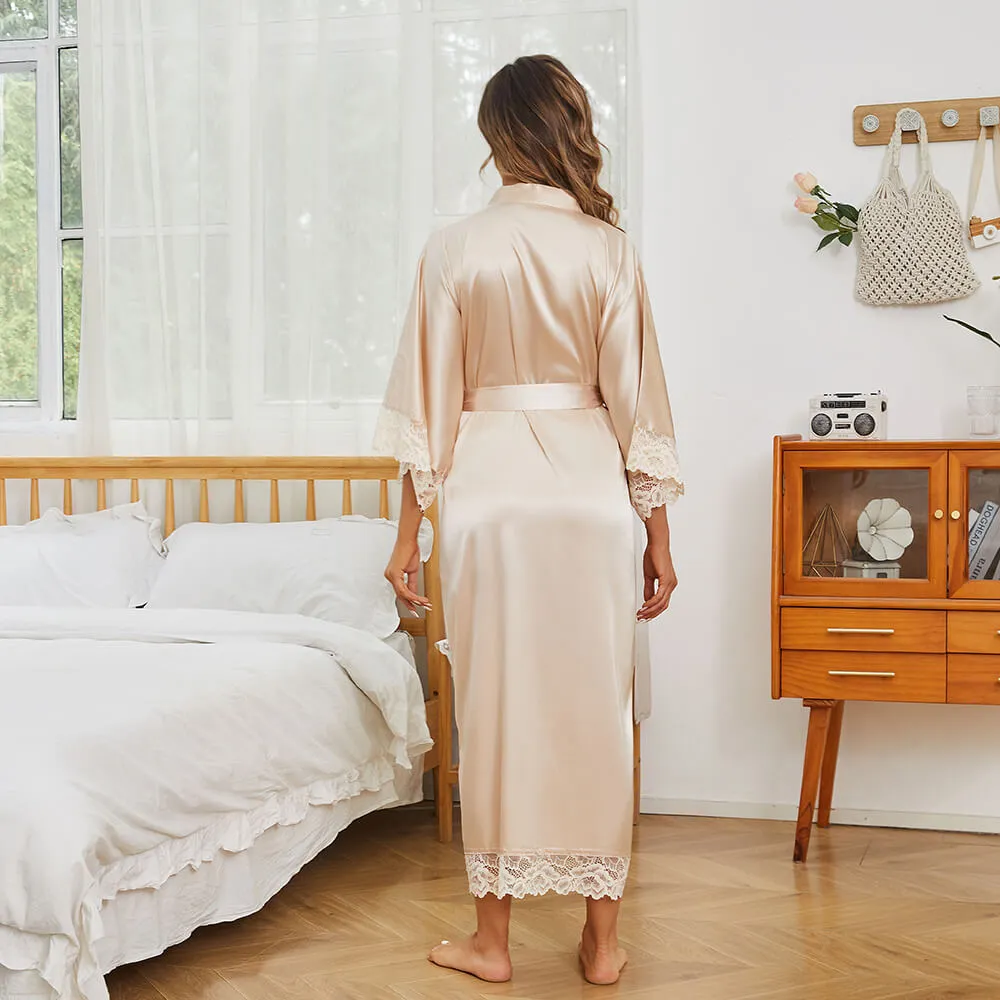 Womens 100% Mulberry pure Silk Kimono with lace