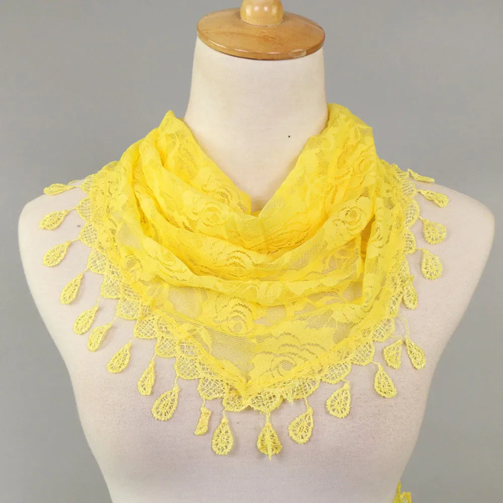 Women's Lace Tassel Floral Scarf
