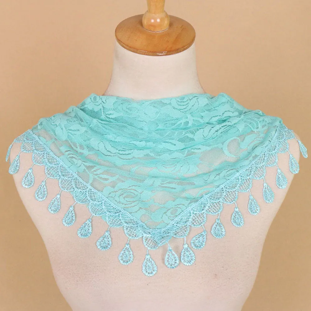 Women's Lace Tassel Floral Scarf