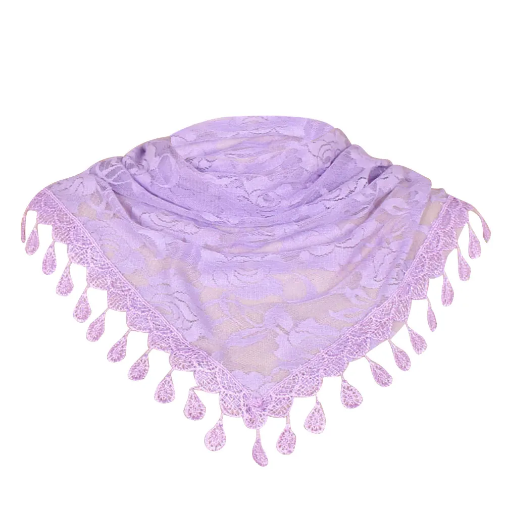 Women's Lace Tassel Floral Scarf
