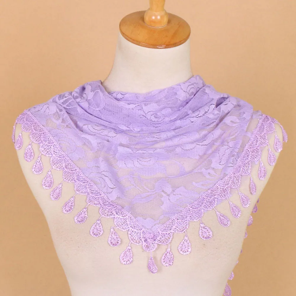Women's Lace Tassel Floral Scarf
