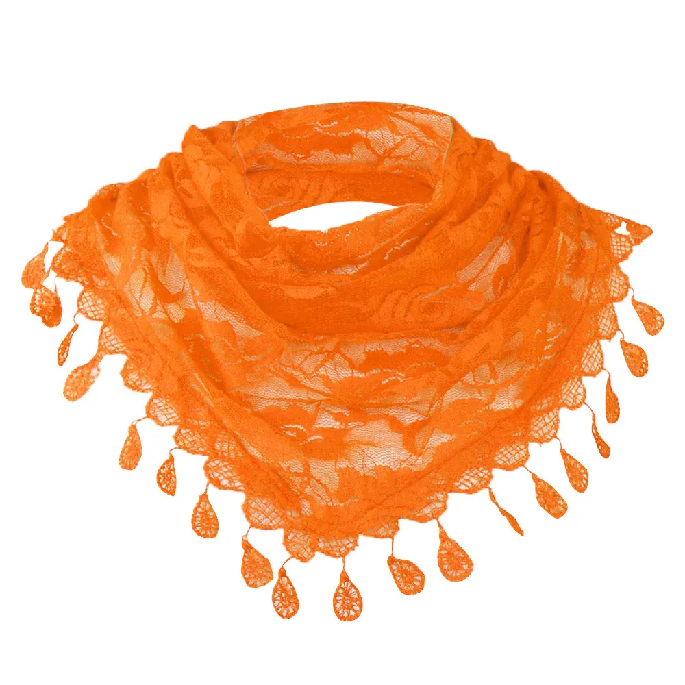 Women's Lace Tassel Floral Scarf