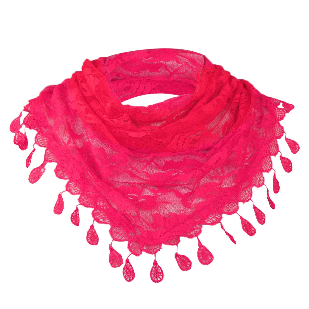 Women's Lace Tassel Floral Scarf