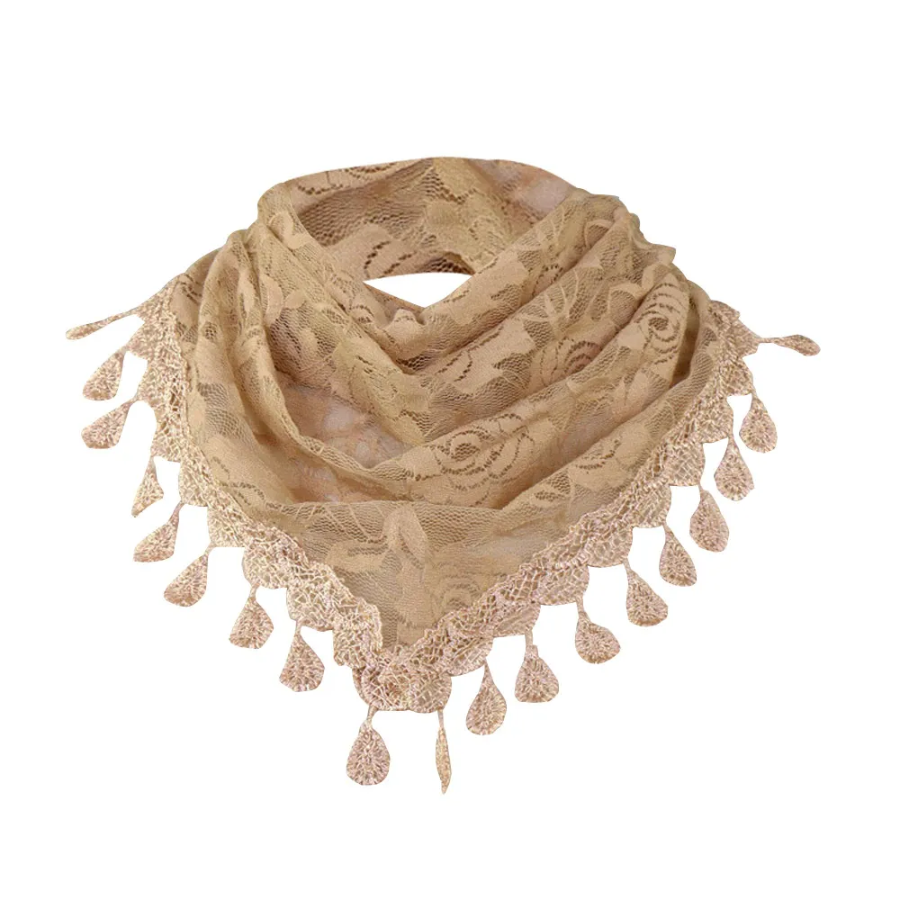 Women's Lace Tassel Floral Scarf