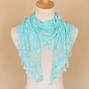 Women's Lace Tassel Floral Scarf