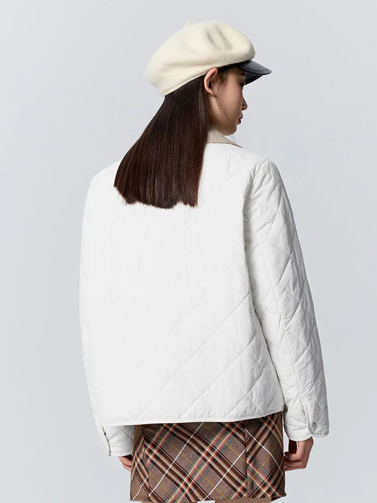 Women's short white cotton coat