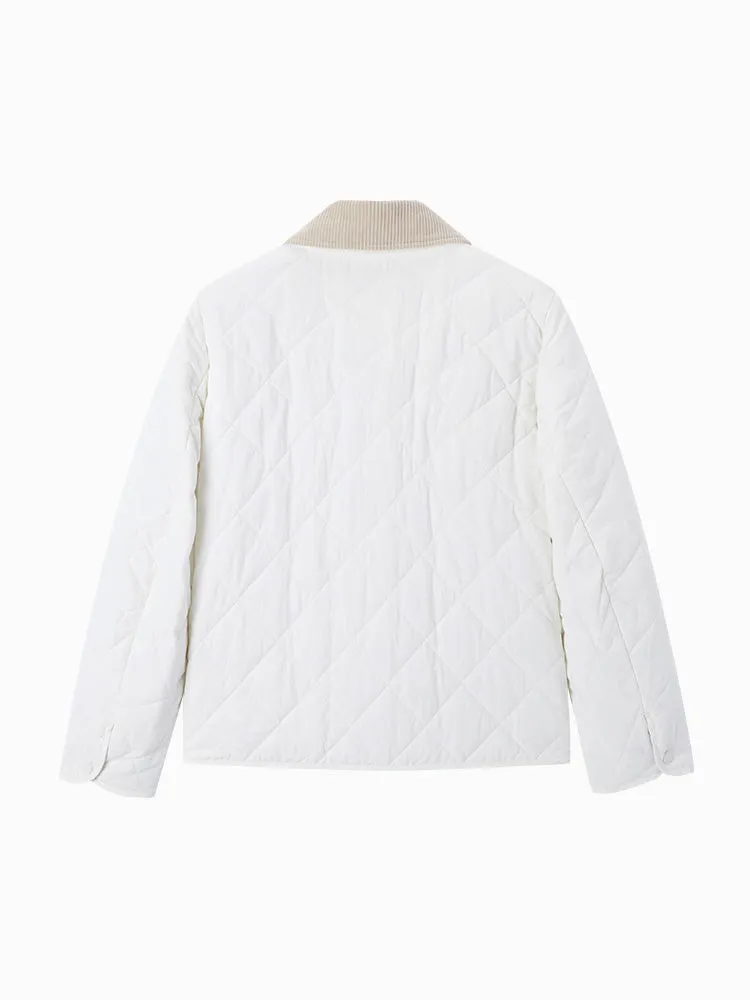 Women's short white cotton coat
