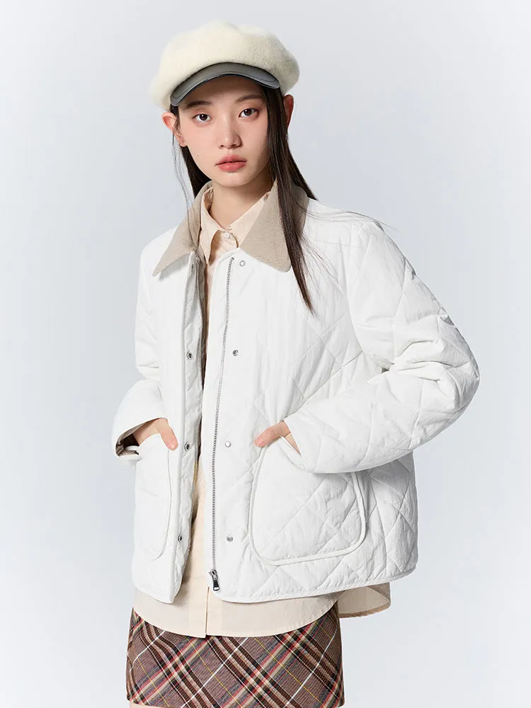 Women's short white cotton coat