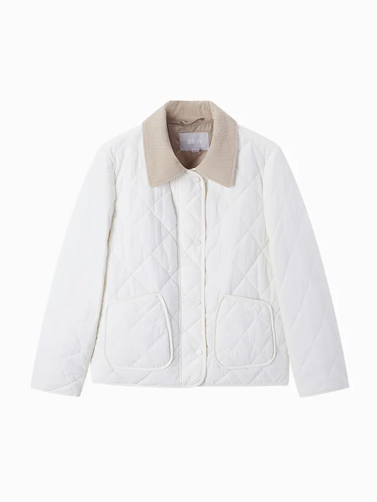 Women's short white cotton coat
