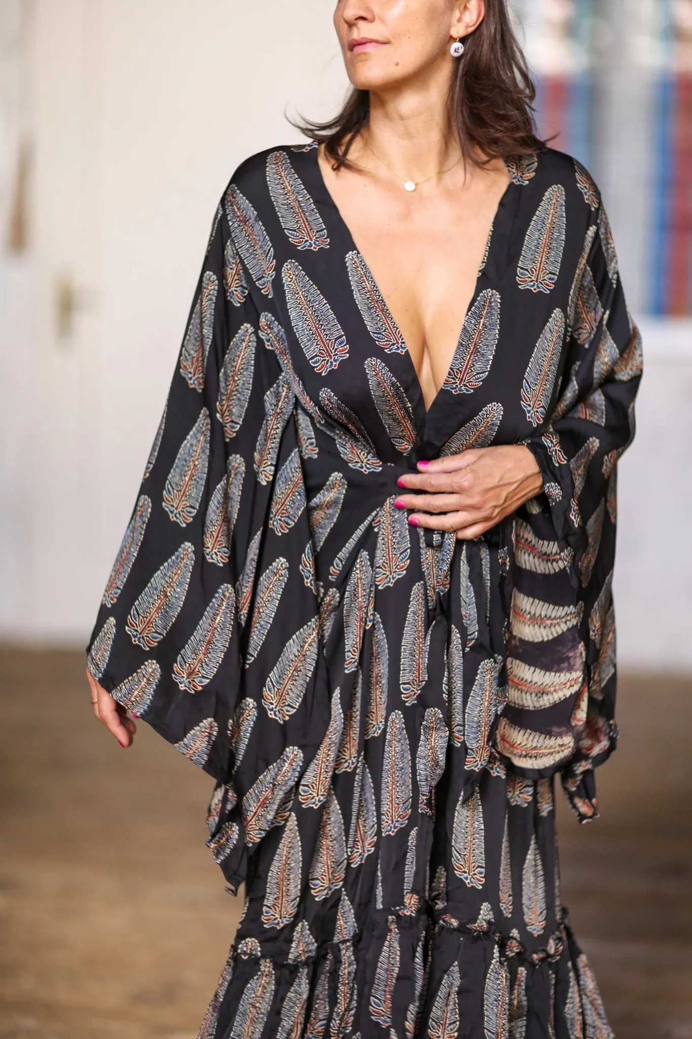 XL KIMONO FEATHER SILK KIMONO BOZENA
