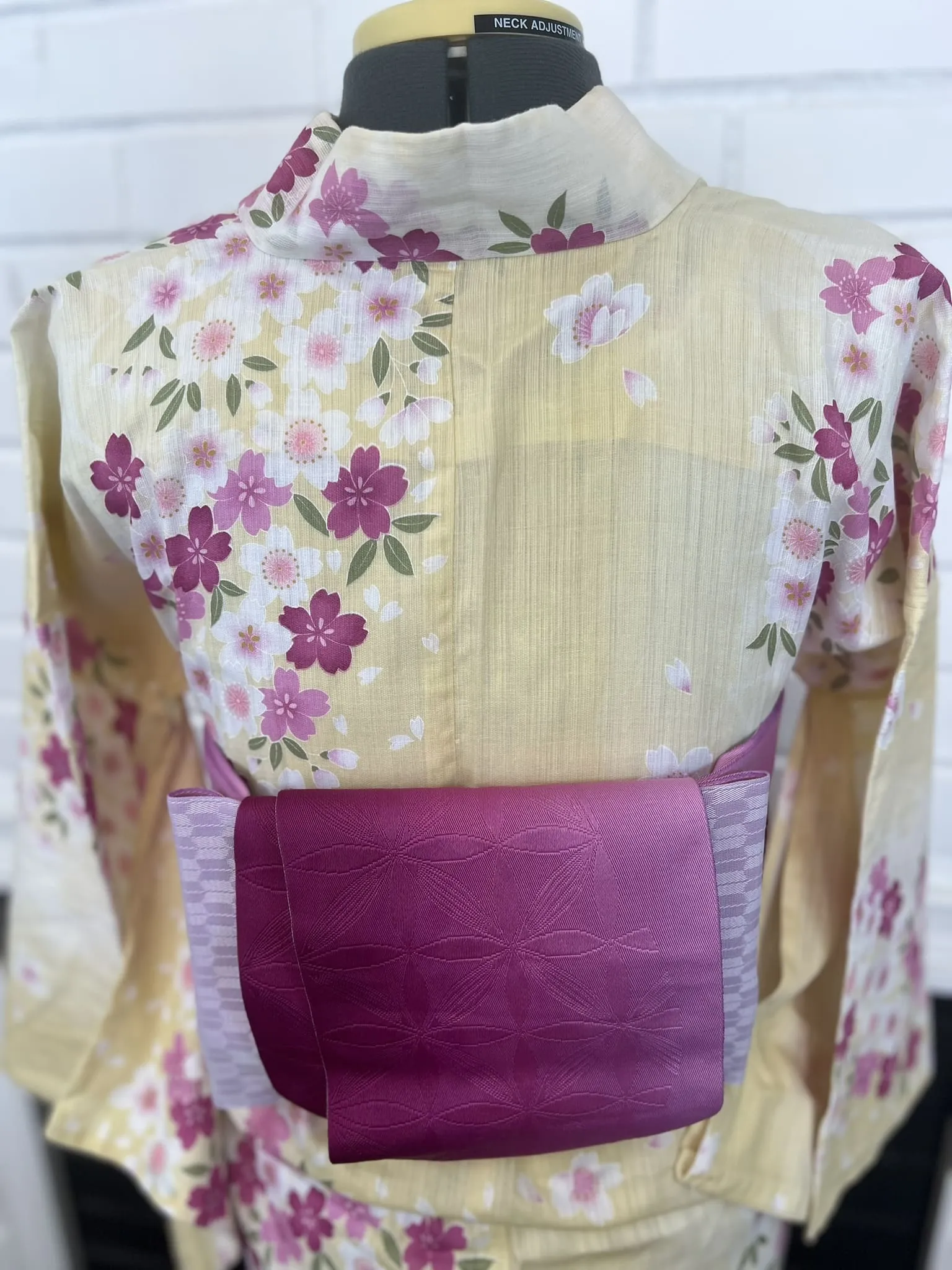 YUKATA, Cherry Blossom, Light Yellow, Size: Free / Japanese Traditional Women's Yukata